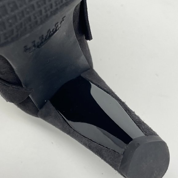 Stuart Weitzman Womens Black & Gray Suede Leather Zip Heel Booties Size 6.5 - Picture 13 of 13